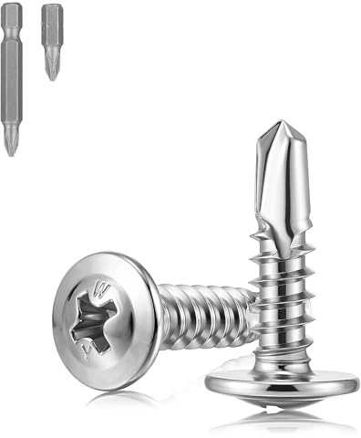 NZNSML 210 tornillos autorroscantes de acero inoxidable M4,2 x 19 mm, tornillos autorroscantes, tornillos de metal para chapa, madera con destornillador