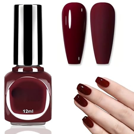 Cherry Red Gel Nail Polish,Autumn Burgundy Glossy Nail Gel Polish Set,Quick Dry Long Lasting Breathable Nail Varnish for Women Home Nail Art,Dark Red Gel Nail Varnish for Manicure Salon DIY Gift