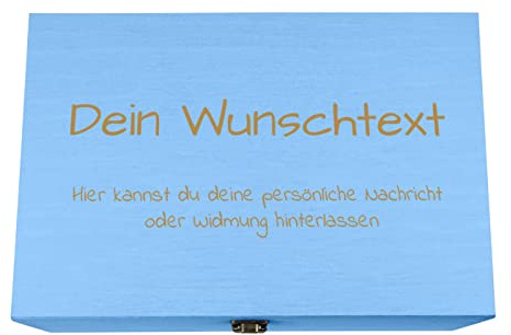 Holzkiste Blau personalisiert mit Gravur – Geschenkbox aus Holz mit Wunschtext – Personalisierbare Holzbox für Geschenke & Erinnerungen – Individuelle Gravur Geschenkidee für Geburtstag & Weihnachten