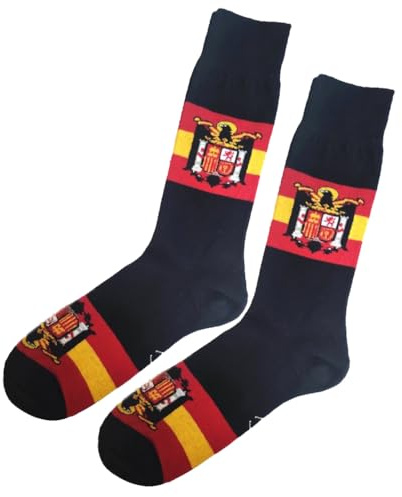 Tiendas LGP - Calcetines Bandera de España con Escudo Aguila de San Juan, color Negro