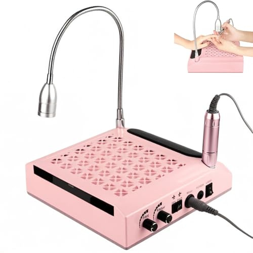 Elektrisk nagelborr, professionell 4-i-1-manikyr- och pedikyrset, med 80 W sugkraft och tvättbart filter – professionell nagelklippare med 30 000 varv/min och LED-lampa, för pedikyr och