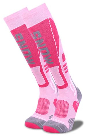 Chaussette de Ski Laine Mérinos Hommes Femmes Chaussettes d'hiver Hautes au Genou Thermiques Rembourrées chaussettes de ski de compression Évacuation de l'humidité pour Ski,Patinage,Trekking