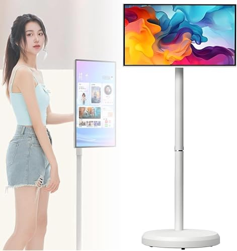 coyrugky Monitor Touchscreen 4K Portatile con Rotazione 360°, Schermo Girevole Intelligente, Batteria Integrata, Android TV, Risoluzione 1920x1080(8+128G,21.5IN)