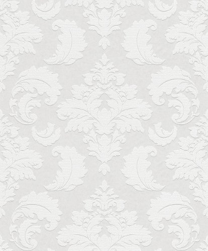 Rasch Wallton Papier peint avec ornements baroques à peindre Blanc
