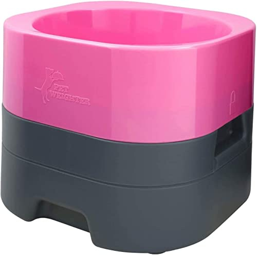 PET WEIGHTER Raised Dog Bowl - Weighted Dog Bowl or Cat Bowl, No Spill! - Elevated Dog Bowls for Large Dogs & Small - No More Spills, Sliding or Cleaning Up! (Large, Hot Pink)