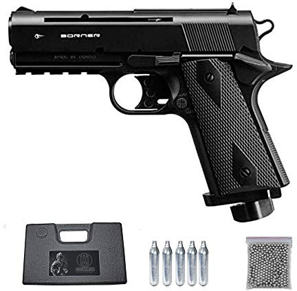 Borner WC 401 - Pistola de perdigones CO2 (Arma de balines BB's de Acero Cal 4.5mm). SEMIAUTOMÁTICA < 3,5 Julios