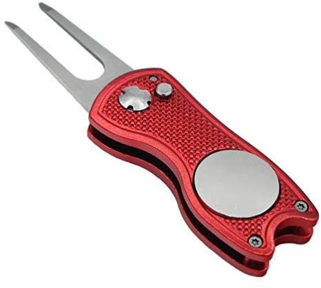 Golf Divot Repair Tool with Pop-up Button & Magnetic Ball Marker Pitch Mark, Lightweight, Portable, Mini Divot Repair Tool, Best Choice for Professional Golfers