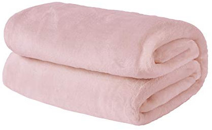 Brentfords Throw Blanket for Sofa, Super Soft Cosy Warm Large Blanket for Bed Flannel Fleece Blankets Lightweight Fluffy Double Bed Throw, Blush Pink - 150 x 200cm