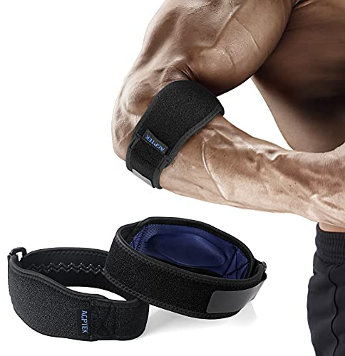 AGPTEK Coude Tendinite 2PCS Coudière Médicale Support, Coussin de Compression en EVA pour La Protection d'Épicondylite au Bras, Soulager des Douleurs du Coude-Bande Antidérapante Réglable,Bleu