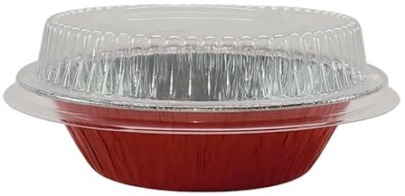 KitchenDance Mini Pie Tins With Lids - Premium 5 Inch Pans for Baking Pies, Tarts, Cobblers, and Cakes - Essential for Professional and Home Kitchens 501P (50, Red)