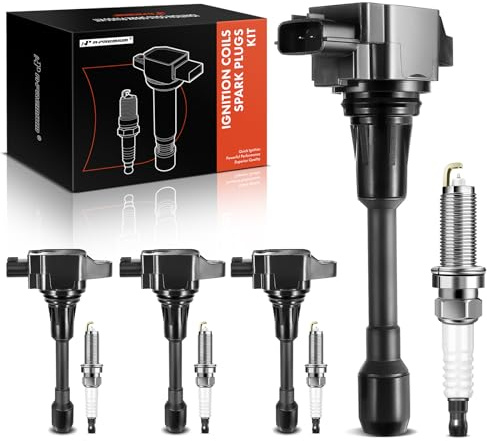 A-Premium Ignition Coil Pack and Iridium Spark Plugs - Compatible with Nissan Versa 2007-2011, Sentra 2007-2019, Frontier 2016-2019, Altima 2007-2018 - 1.6L 1.8L 2.5L