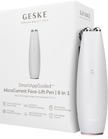 GESKE | SmartAppGuided™ MicroCurrent Face-Lift Pen | 6 in 1 | Skincare Tool mit Mikrostrom | Anti Aging Device | Gesichtsstraffung | Junge Haut ohne Falten | Gerät für das Gesicht