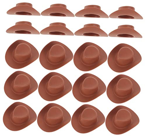 Toyvian Mini Cowboy Hut, 20 Stücke Hut Kleine Miniatur Cowboyhut Lebewesen Spielzeug Puppen Kunststoff Puppenhüte Puppen und DIY Projekte Dekoration Und PartyzubehöR Bastelprojekte FüR Partys