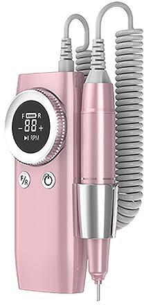 Folpus Máquina de lima de uñas portátil Máquina de lima de uñas eléctrica ajustable 36 W profesional para eliminación de pulido de gel de uñas, 45000 RPM, Rosado