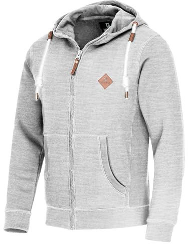 Falkenstejn snygg huvtröja, sweatjacka, sweatshirt med logotypläderlapp, huvtröja, tröja med 2 sidofickor, Lt Grey, S