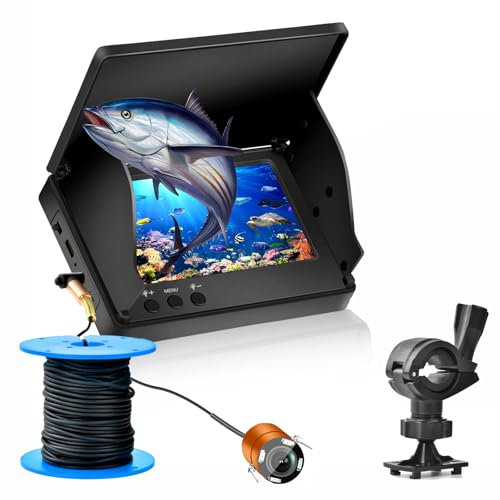 Portatile Cercatori dei Pesci Telecamera da Pesca Subacquea, Ecoscandagli Schermo IPS da 4,3 Pollici e Cercatori di profondità Pesci per Barche e Kayak, Rilevatore di Pesci Visivo
