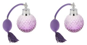 Juego de 2 botellas de perfume de cristal vintage, atomizador, recargable, color morado