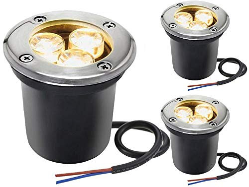 WZYJLyds 3W LED Bodeneinbaustrahler, 12VAC/DC IP67 Gartenbeleuchtung Lampe Aussen Neutralweiß Rund for Wegbeleuchtung Garten Terrasse Treppen Edelstahl Bodenleuchte(Warmweiß,AC-12V)