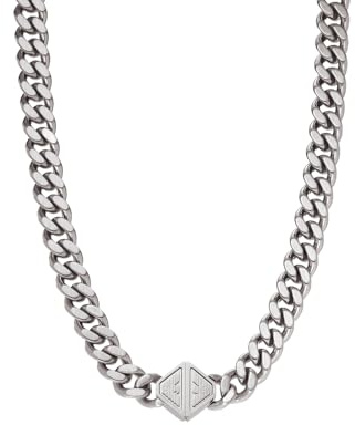 Emporio Armani kedja halsband i rostfritt stål, för män, EGS3131040, längd: 450 mm+50 mm, bredd: 17,6 mm, rostfritt stål, ingen pärla, Length: 450mm+50mm, Width: 17.6mm, Rostfritt stål, Ingen ädelsten