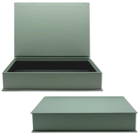 NEUSER PAPIER Geschenkbox mit Klappdeckel - 2 Stück - DIN A4 - Eukalyptus bezogen - innen schwarz kaschiert - 334 x 242 x 65 mm - Aufbewahrungsschachtel