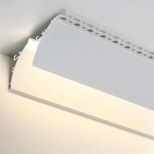 Aluminium-Kronenleiste für Lichtleisten, 1 m lang, indirekte Beleuchtung, Sockelleisten, Deckendekoration, Kanal-Diffusor, weiß, 8 mm Lichtstreifen