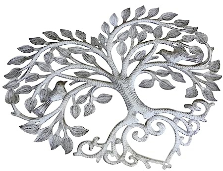 Zerodeko Tree of Life Wall Art Outdoor Heart Iron Metal Wall Art Sculpture Ornament for Hotel and Wedding Decorative Hanging Ornament for Long Term Use