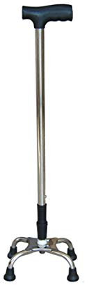 Quad Walking Cane - Stabile Vierbeinkrücke mit Gummispitzen für Männer und Frauen - für Senioren und ältere Menschen - unterstützende versetzte Gehhilfe für erhöhte Stabilität