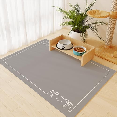 FANSU Napfunterlage Hund, Groß Saugfähig Schnelltrocknende Waschbar rutschfest Futtermatte, Diatomeenerde Futtermatte Hund Futterunterlage Katze, Unterlage Katzennapf (Grau,50x60cm)