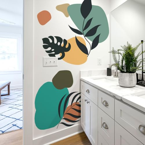 Runtoo Boho Leaves Wall Decals Retro Abstract Plant Wall Art Stickers Living Room Bedroom Nursery Home Decor