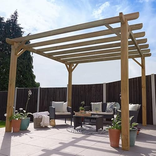 Forest Garden 12' x 12' Wooden Pergola|3.6m x 3.6m Outdoor Patio Sun Shelter|15 Yr Anti-Rot Protection