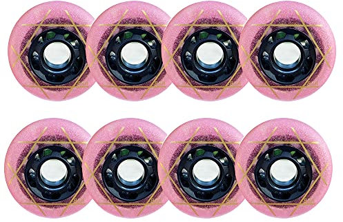 Inliner Skate Räder Indoor/Outdoor Rollschuh Räder 83A PU Verschleißfeste Gleiträder für Inline Eisschnelllauf oder Inline Hockey Ersatzräder, Pink, 76 mm