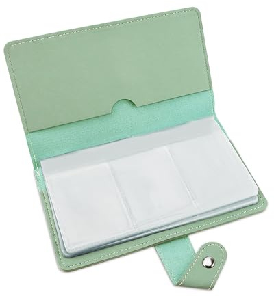 GAUENEEN Credit Card Holder, Leather Business Card Organizer with 96 Card Slots, Professional Card Book Case for Cards and Important Documents to Prevent Loss or Damage (Mint Green)