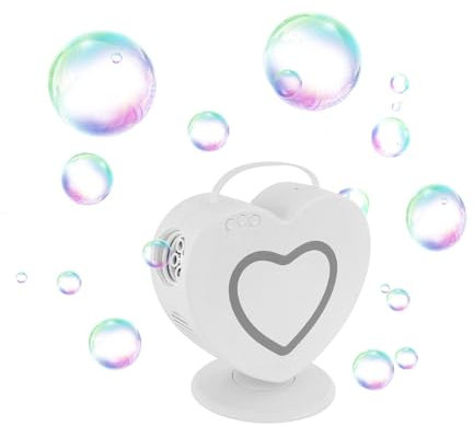 WindWilder Seifenblasenmaschine mit Fernbedienung und 500ml Wassertank, 90° & 360° Drehung Seifenblasen Maschine für Kinder Hochzeit Party (Weiß)