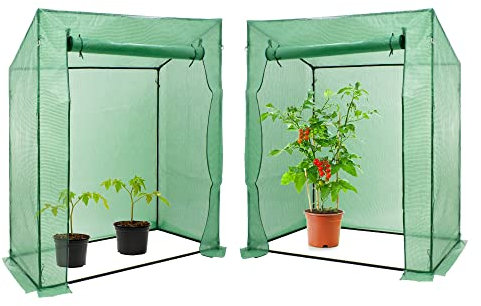 ECD Germany 2x Serra da Giardino per Orto 200x79x168cm in Telaio di Acciaio Foglio Verde di Rete in Polietilene Ottimale Pomodori e Varie Verdure Piante e Frutta Montaggio Rapido Porta Arrotolabile