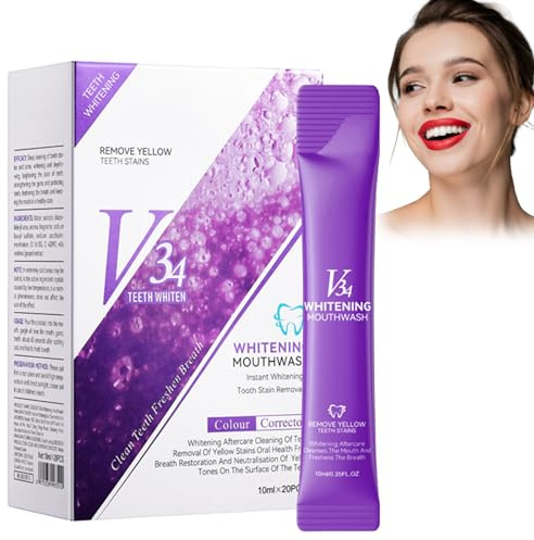 Whitening 20 Stück Lila Mundwasser Zum Aufhellen Der Zähne, Zahnaufhellung Mundwasser Lila Zahnaufhellung Spülung Für Sofortige & Anhaltende Frische, Erfrischender Atem, Tiefenreinigung Der Zähne