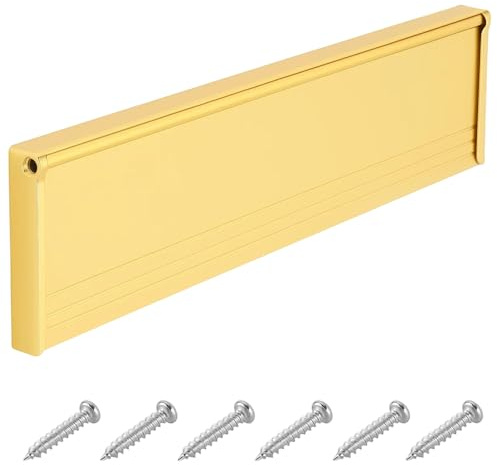 11.5in Letter Box Draught Excluder Internal, Gold letterbox with 6 Pcs Nail, Adjustable Mailbox with Air Vent, Suitable for Wooden Doors Rigid PVC Doors