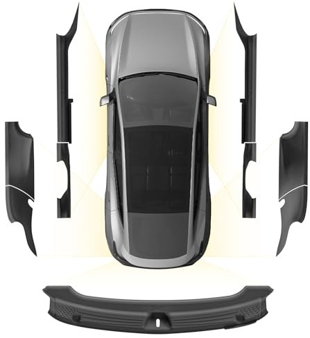 3W 9-teiliger Einstiegsleisten Vorne und Hinten für Tesla Model Y Juniper Premium/Performance 2025 2026, Nicht für Premium AWD und 2026 Standard, TPE Kofferraum-Einstiegsleisten, Autozubehör