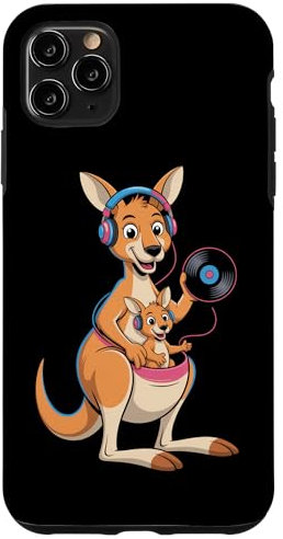 Kangourou Dj Avec Casque Vinyle Musique Coque pour iPhone 11 Pro Max