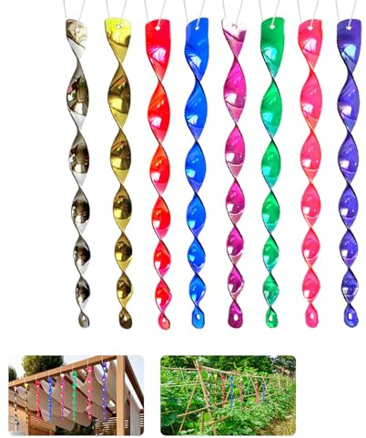 KLINNA 10 Stück 30cm Reflektierende Vogelschreck Windspirale, Windspirale als Effektive Vogelabwehr für Garten & Balkon, Auch als Schwalbenabwehr und Dekoratives Windspiel（Mehrfarbig）