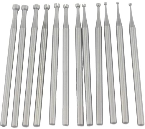 Cpolebev 12 Pezzi di Frese A Tazza A Bocca Aperta - Gambo da 3/32 Pollici A Forma di Tazza A Bocca Aperta Punte per Arrotondare il Filo Impostazione di Gioielli Punte per Lapidazione