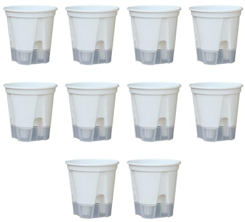 Lot de 10 pots à orchidée à arrosage automatique avec design transparent pour surveillance du niveau d'eau (120)