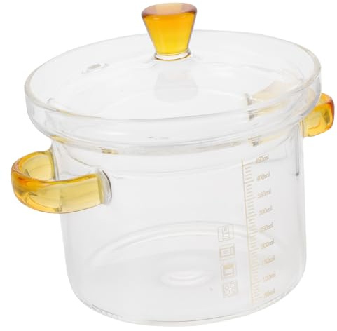 Cabilock Casserole Verre avec Couvercle Bol à Ragoût Transparent Résistant Chaleur Petite Marmite à Soupe pour Cuisson Au Four et Micro-ondes