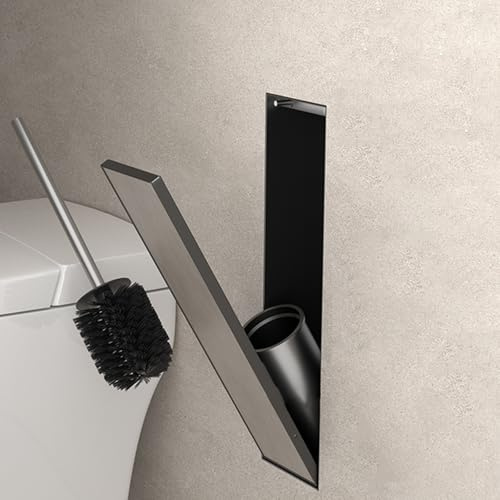 Porte-Brosse WC Encastré, sur Pied, en Acier Inoxydable 304, Design Invisible, avec Fermeture Élastique, Gain De Place, pour Rénovation De Salle De Bain, Hôtellerie