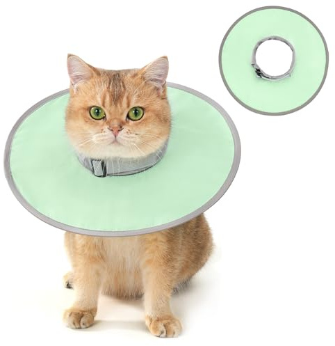 Avont Leicht Halskrause Katze, Halsband Einstellbar Leckschutz Kragen für Klein Hund Katze Nach Operation -M/Grün