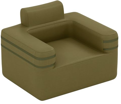 RELAX4LIFE Divano Gonfiabile in Tessuto Oxford, Poltrona Portatile con Pompa ad Aria Integrata, 3 Ugelli, Tasca Portaoggetti, Poltrona da Campeggio per Interni ed Esterni per Soggiorno e Spiaggia