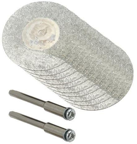10Pcs 40mm Diamond Cutting Discs with 2 Mandrels, Angle Grinder Blades Rotary Tool Accessories, Rotary Tool Cutting Discs Set for Metal, Wood, Glass, Tile, Ceramics, DIY Craft Work