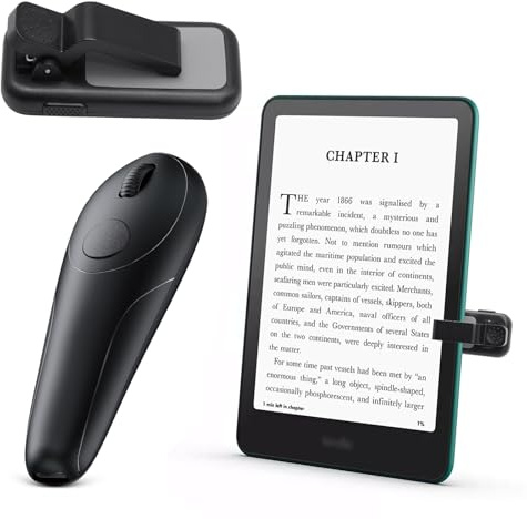 Remote Control Page Turner for Kindle Paperwhite Oasis Scribe Kobo, RF Kindle Clicker Page Turner for iPhone iPad Tablets, Camera, Video Record, Novels Ereader Accessories with Wrist Strap Storage Bag