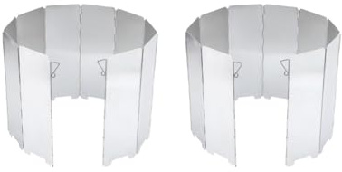 Juego de 2 placas plegables de 10 piezas para cocina de gas de camping, protección contra el viento al aire libre