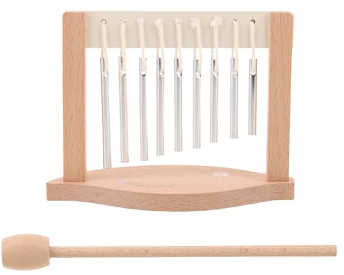 Yardwe 9 töniges Holz Glockenspiel Tisch Windspiel Klarer Klang Leicht Tragbar für Meditation Garten Dekoratives Klanginstrument