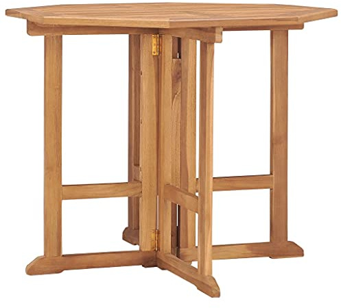 HGBNMER Solid Teak Wood Folding Garden Dining Table for Outdoor Gatherings, Compact Foldable Design, Seats 4 People, Durable Wood Table for Patio and Garden